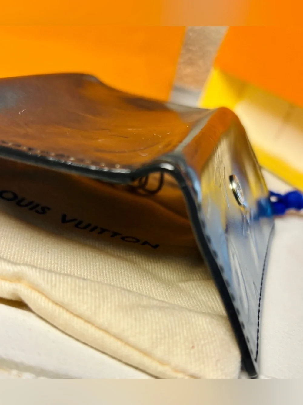 Louis Vuitton Charcoal Metallic Leather Key Holder w/LV Dust Bag| Box| Gift COA